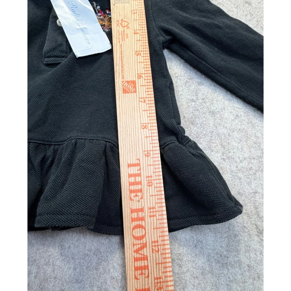 Ralph Lauren Polo Dress Girls 12M Black Peplum Triple Pony Long Sleeve‎